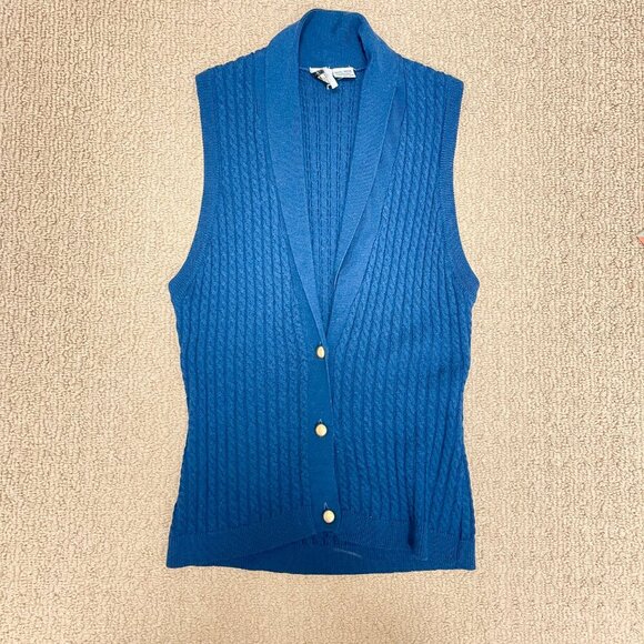 Vintage Preppy 100% Wool Knit Vest Navy – S/M - Picture 4 of 11